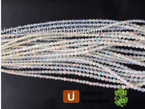 White Ethiopian Opal Smooth Round Beads